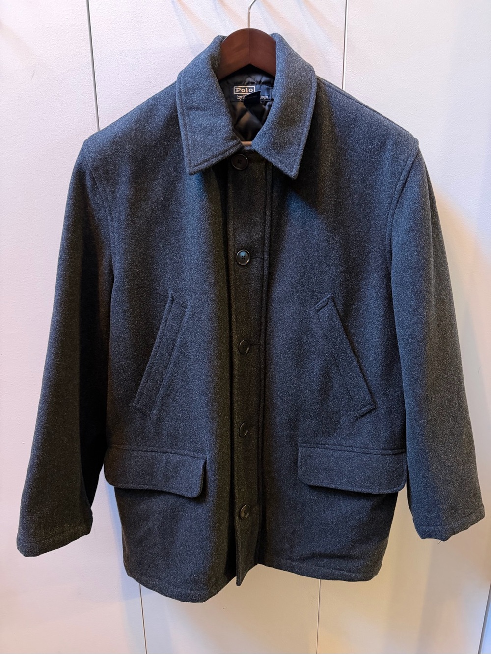 Polo Ralph Lauren Charcoal Wool Quilted Car Coat Men’s M